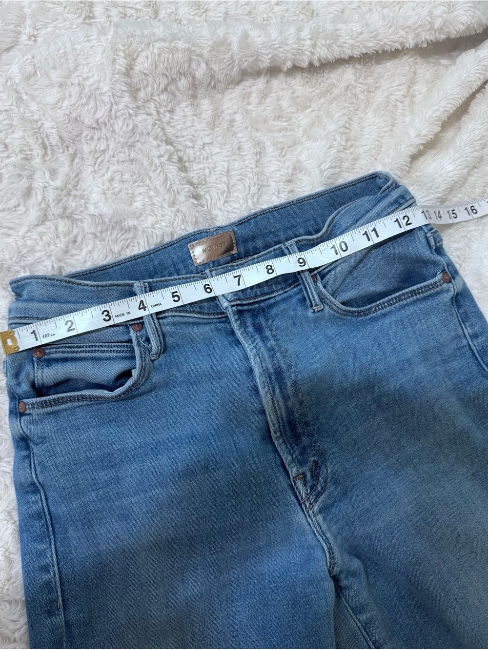MOTHER Straight Leg Jeans in Medium Blue Wash - Picture 6 of 9